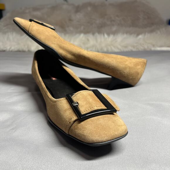 Prada Kitten Heels Iconic Mod Buckle Square Toe sz 40 (size 9.5-10) Old Money - Picture 14 of 16